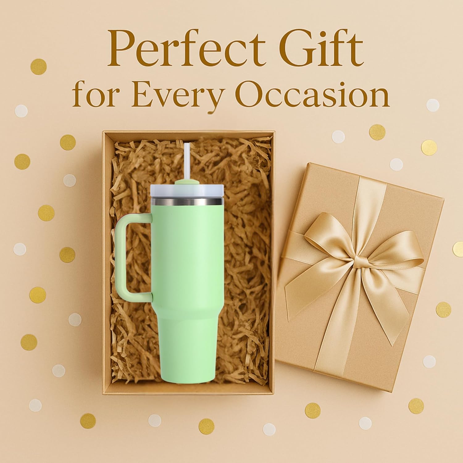 PRIMEWAVE 40oz Stainless Steel Tumbler with Straw – Leakproof Travel Mug with Handle | Double Wall Insulated, BPA-Free | Reusable Drinking Cup for Hot & Cold Drinks (GREEN) - Image 6