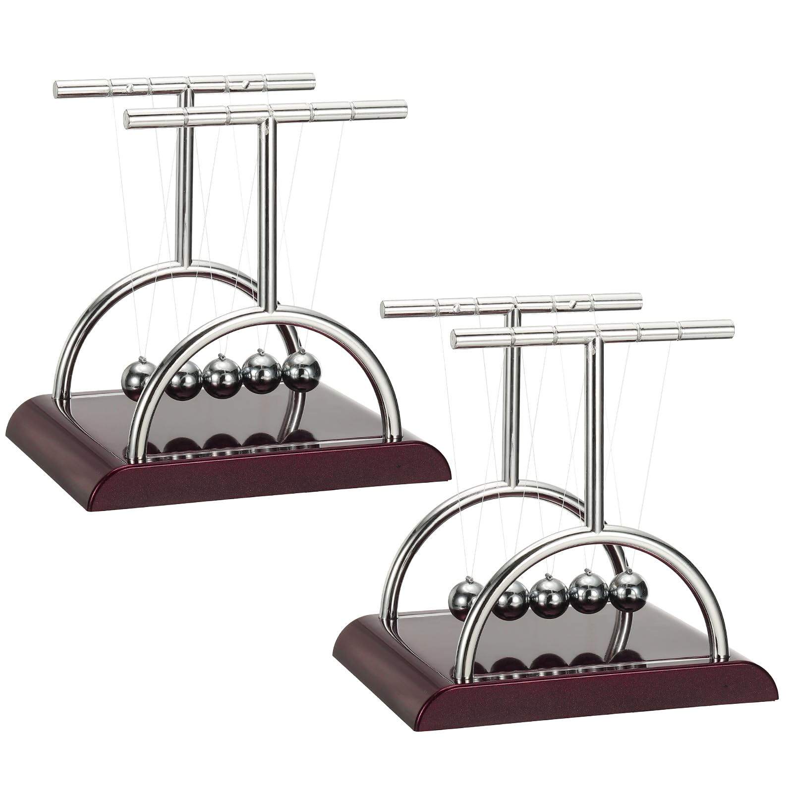 PATIKIL 2 Pack Newtons Cradle, Newton's Cradle Pendulum 5 Balance Balls Desk Toys Gravity Ball Cool Funny for Physics Toys Adults Science Men Office Desk Decor Home Gift, T-shaped, L