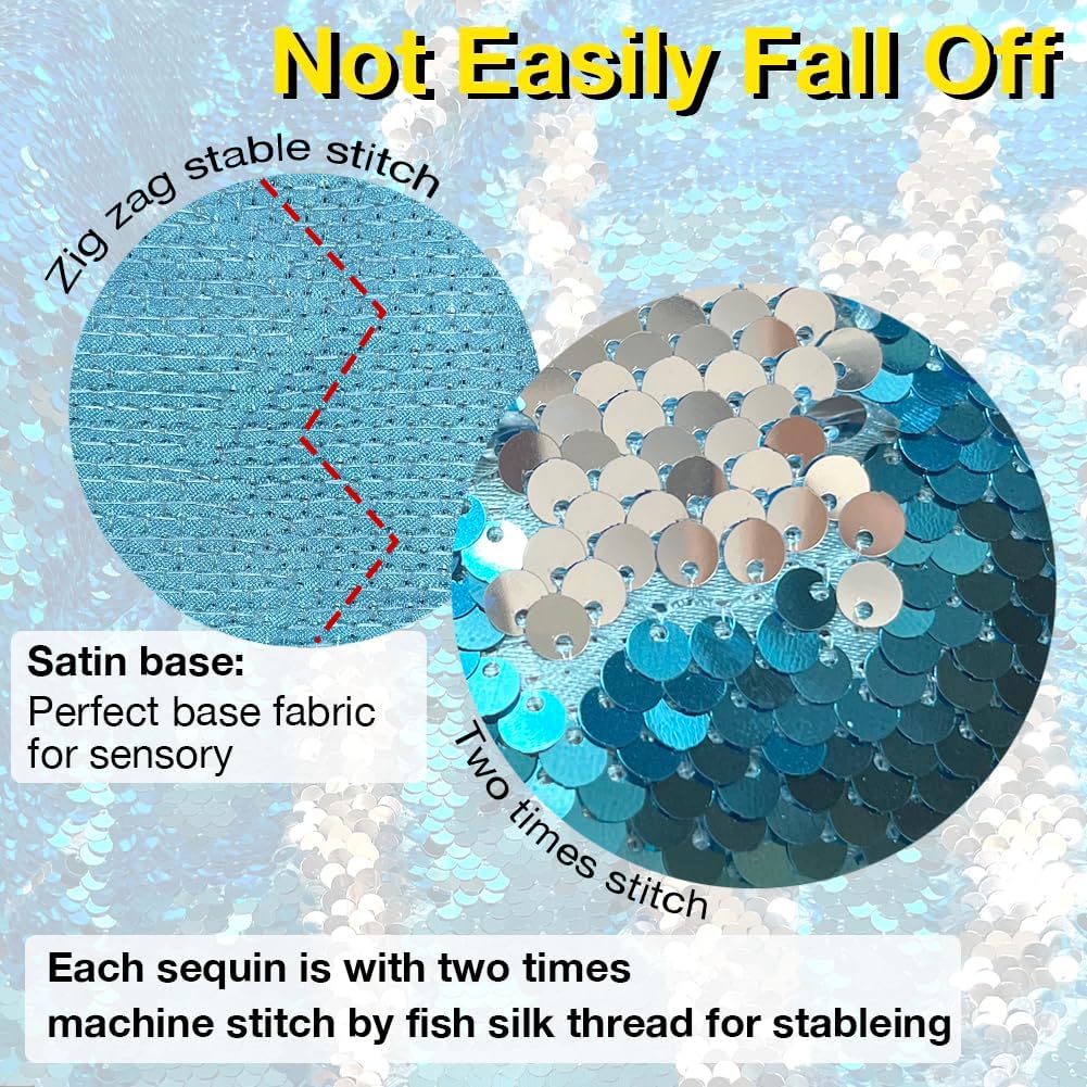 Mermaid Sensory Wall for Kids - Sequin Flip Fabric, High Density, Reversible, Graffiti, Pastel to Silver - 2yd, 50' x 72'