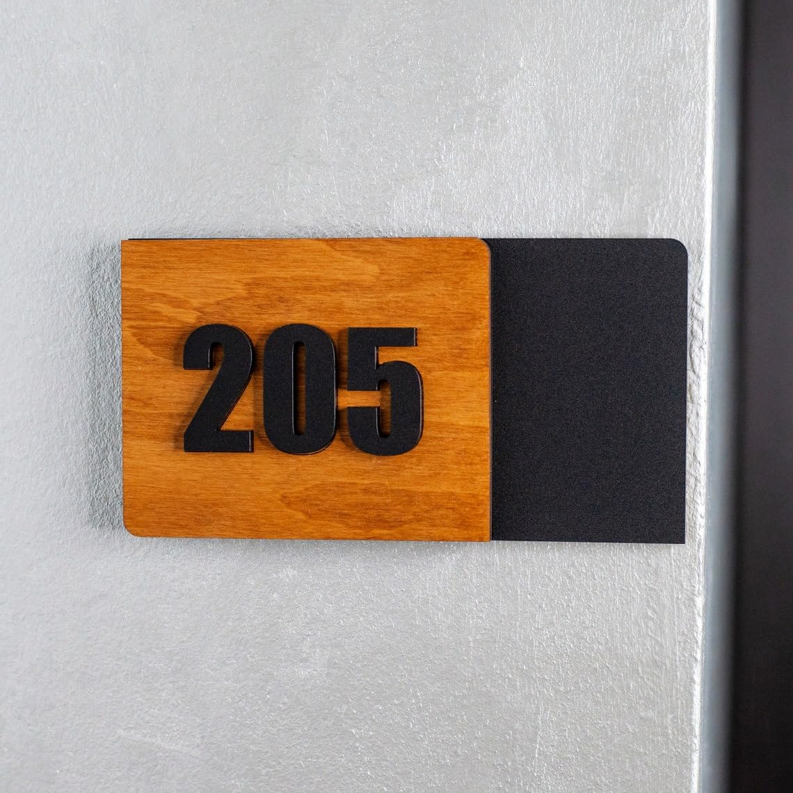 HOTEL ROOM NUMBER PLATES - 302| Black acrylic board fixed mirror gold number | Easy installation type double sided tape fixed on backside — Amazon image 5