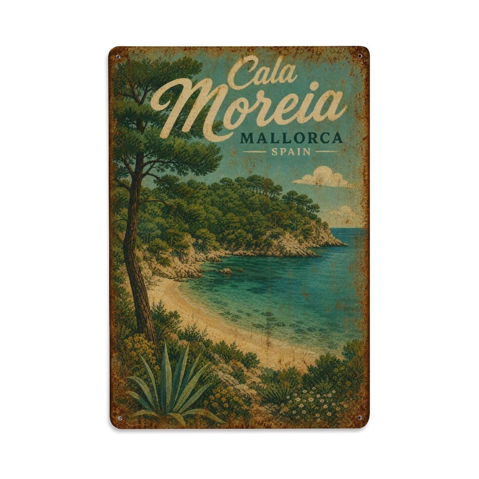 Metal Tin Sign Vintage Travel Mallorca Spain