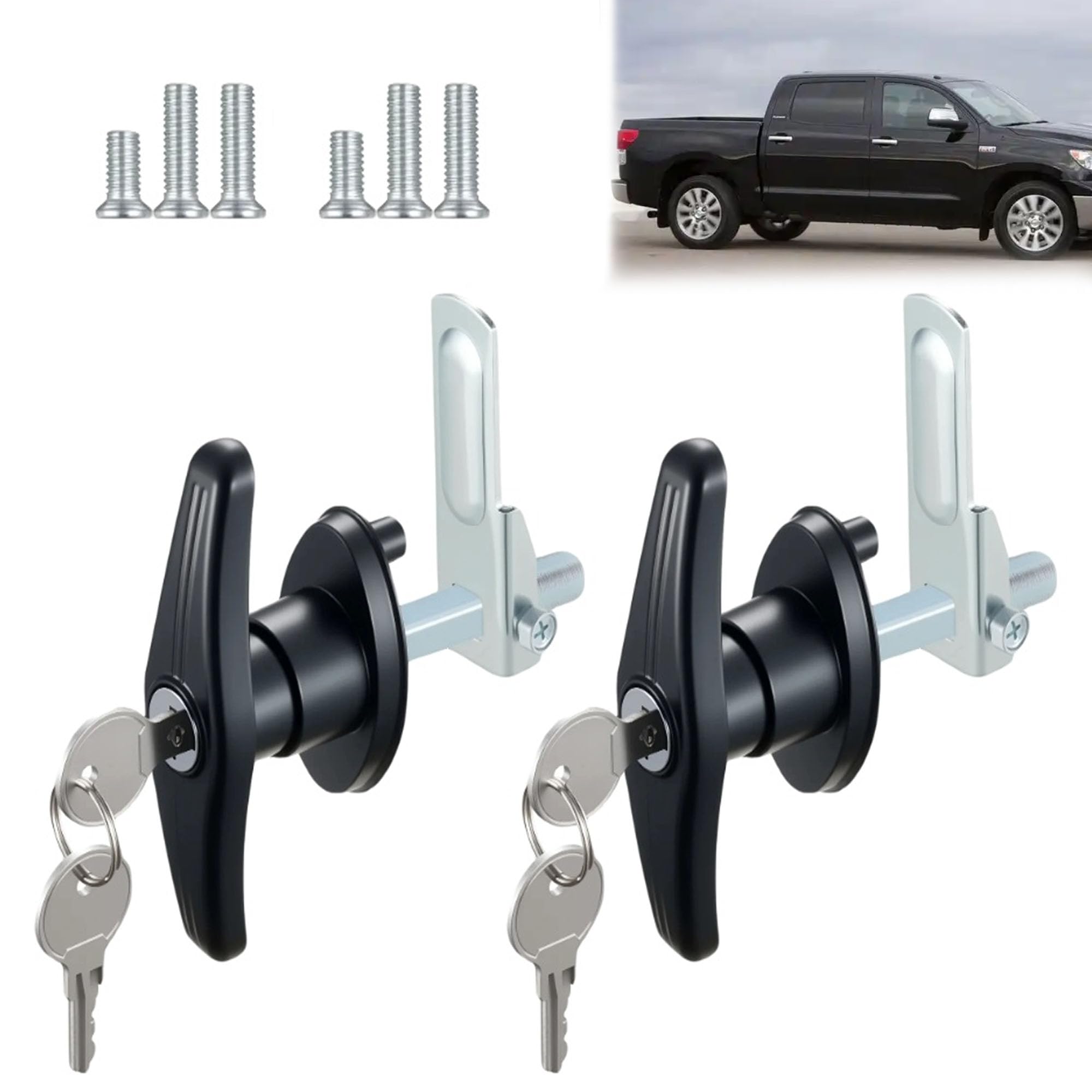 2PCS Keyed Alike Truck Cap T-Handle Locks, Camper Shell Accessories
