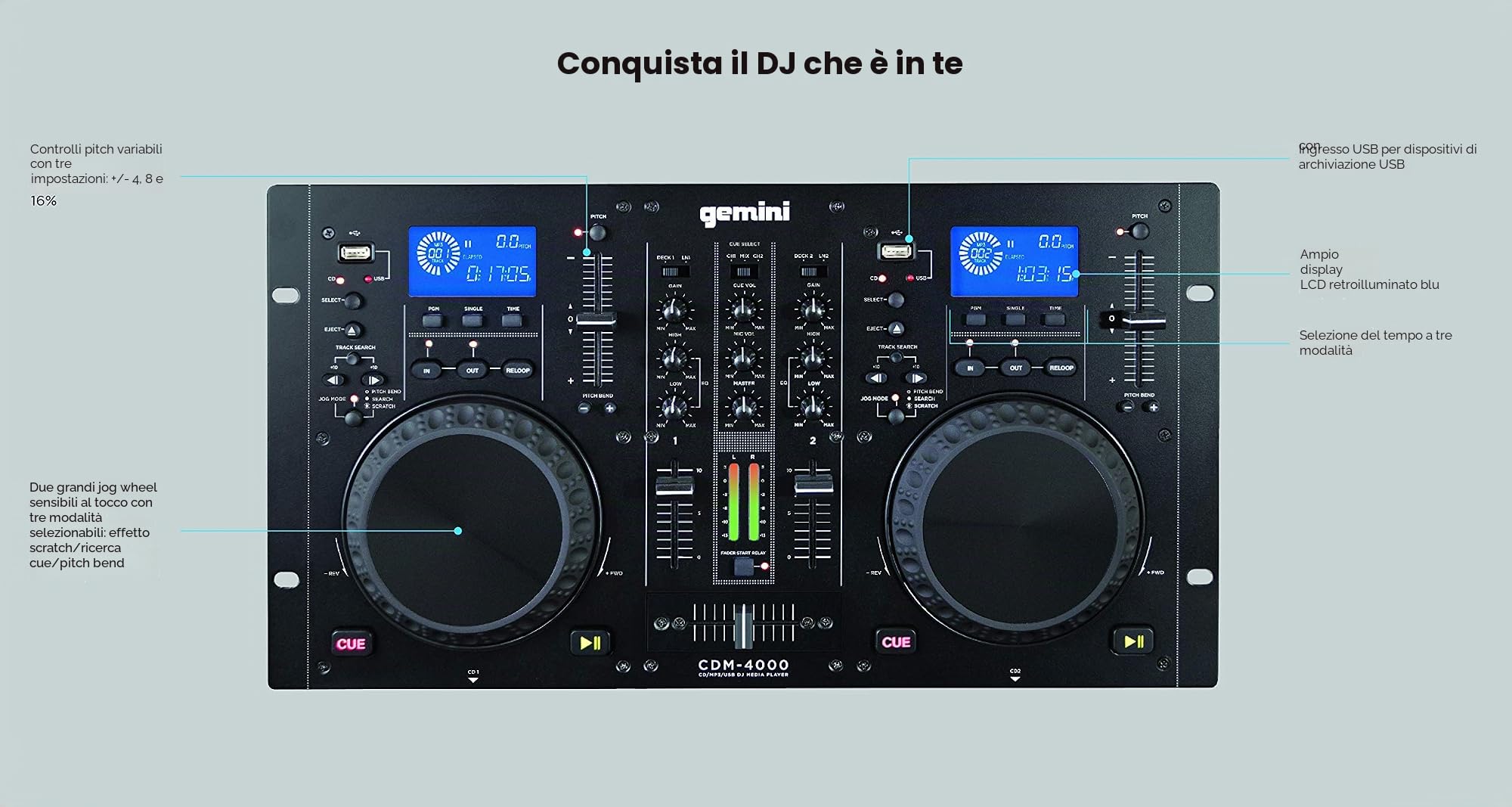console DJ doppio lettore multimediale USB/CD/MP3