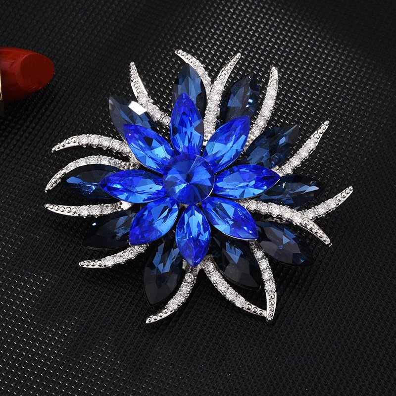 Image of Fashion Flower Brooches for Women Rhinestone Flower Brooches Pins 18k Gold Plated Lapel Pins Jewelry for Girlfriend Wife