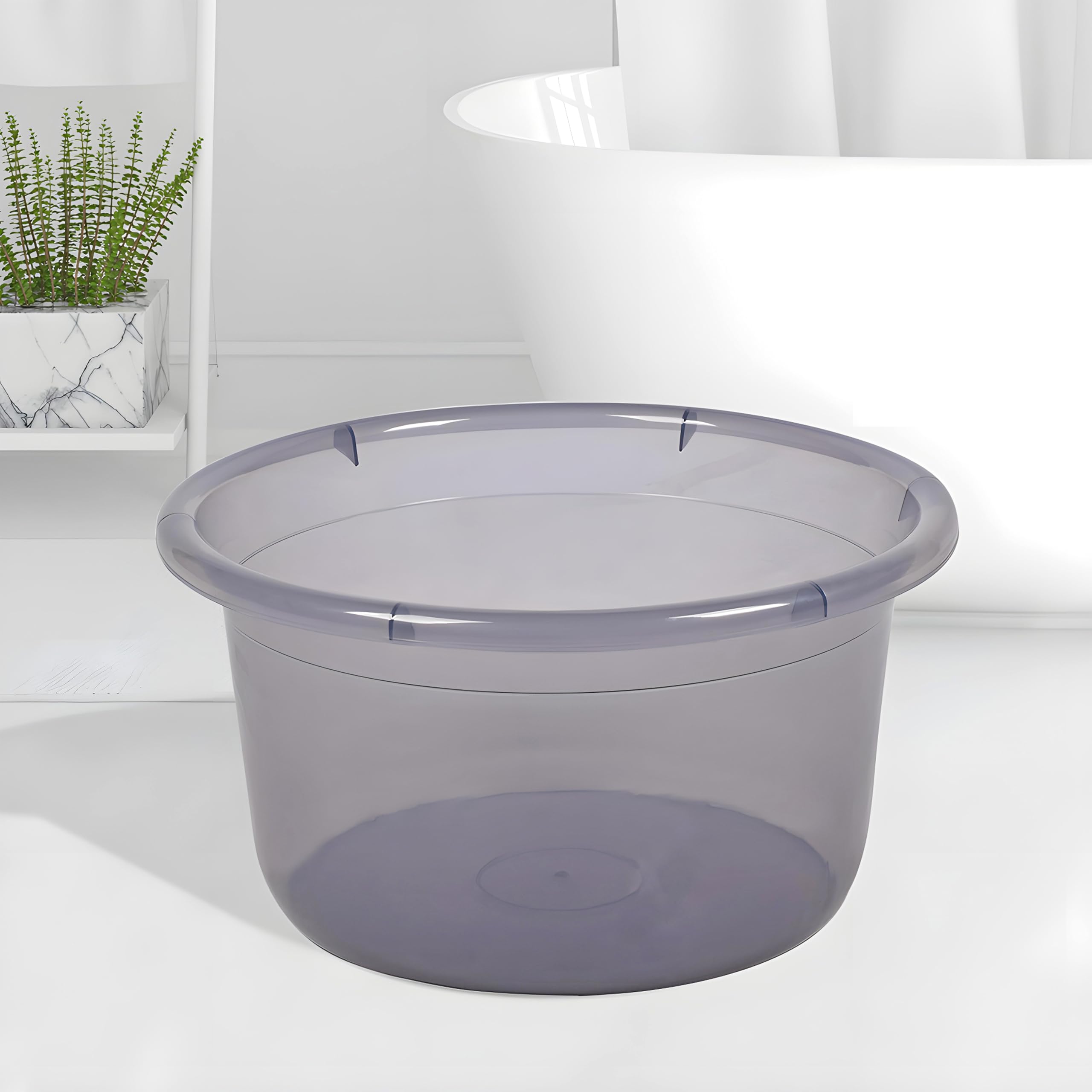 Kuber Industries Bath Tub | Multipurpose Bath Tub | Tub for Bathroom-Feeding Pan-Bathing-Washing Clothes | Washing Tub | Bathroom Tub | Baby Bathing Tub | 25 LTR | Transparent Gray-image-6
