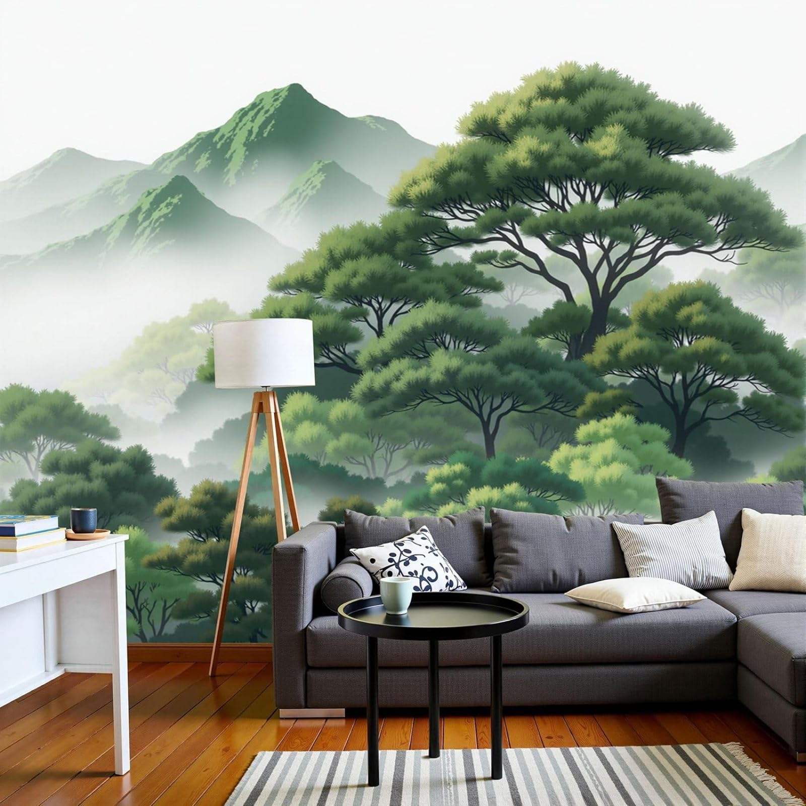 kfjhgbdshhj Photo Wallpaper, Misty Plants, Lush Green Forests, XL Modern wall Mural, Green wall Decor Decoration wall Art for Living Room Bedroom, 350cm x 256cm Stickers - Frameless Painting - Poster