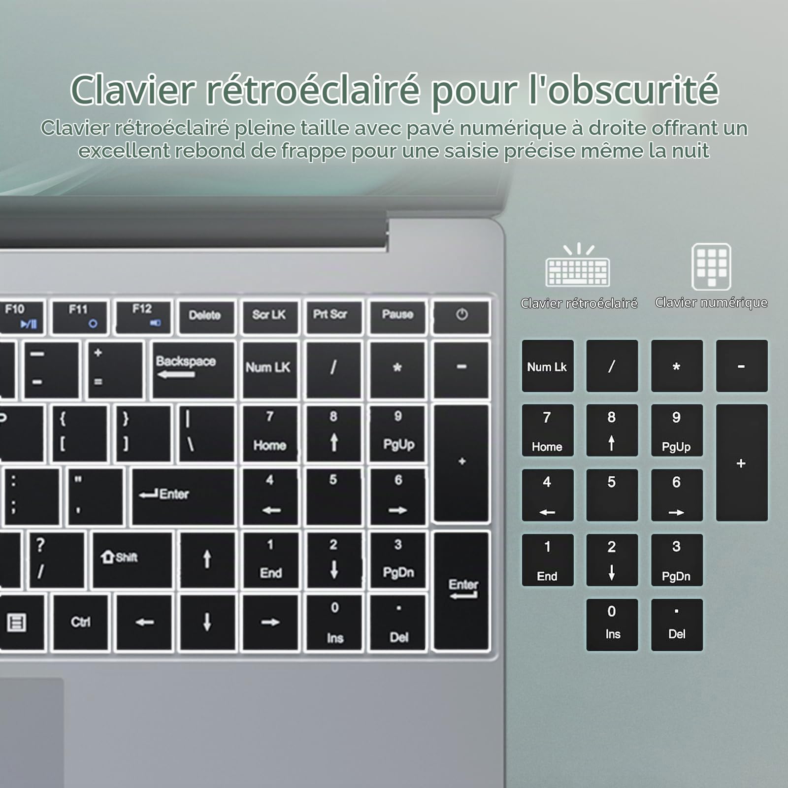 Ordinateur Portable 15.6" PC Portable Win 11 Core i5-7Y54 Processeur(Jusqu'à 3,2 GHz) Office 365, 16 Go RAM SSD 512 Go, Laptop FHD IPS Clavier Rétroéclairé, WiFi 5, Bluetooth 4.2 Mini-HDMI USB 3.0