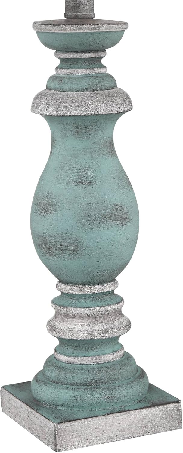 Regency Hill Patsy Rustic Farmhouse Table Lamps 26 1/2" Tall Set of 2 Blue Gray Washed Candlestick Black Faux Silk Drum Shade for Bedroom Living Room House Home Bedside Nightstand Office