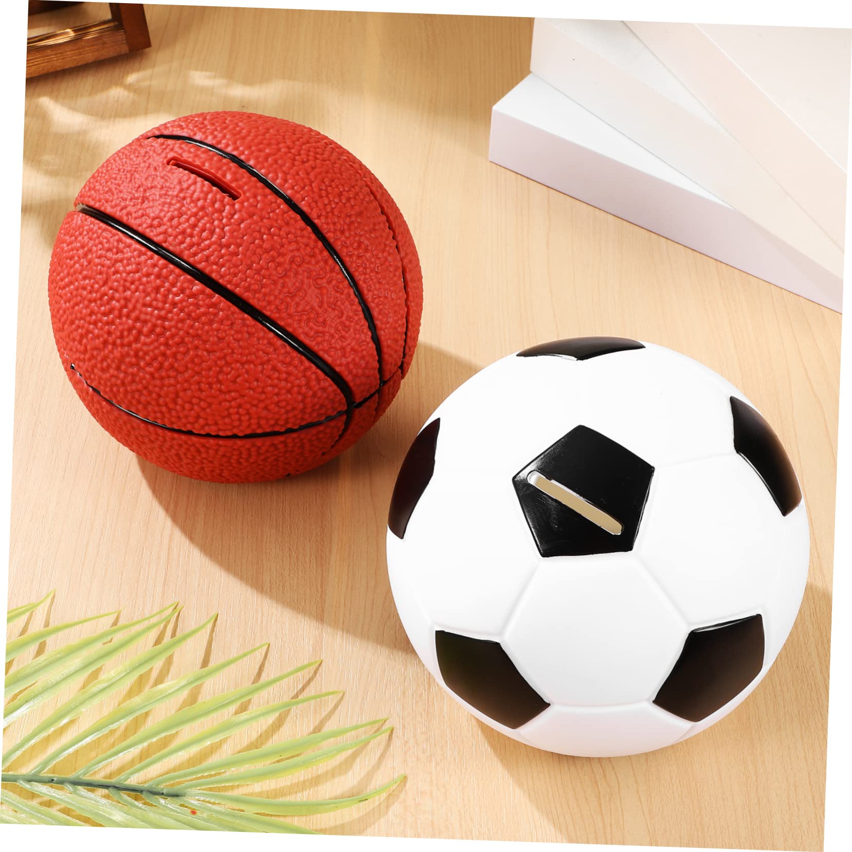 ERINGOGO Set 2 Pezzi Salvadanai in Vinile a Forma di Pallone da Basket e Calcio per Bambini, Dimensioni Portatili, per Decorazione Casa e Regali Compleanno Bambini