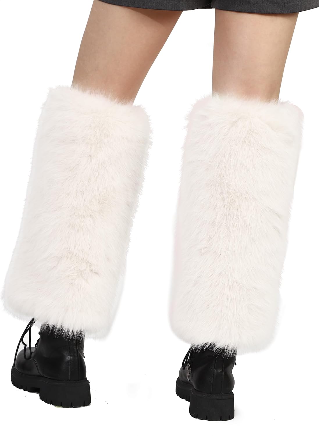 sy soul young Faux Fur Leg Warmers Boot Cuffs for Women Winter Fluffy Ankle Warmers Cover Halloween Sexy Santa Costume - Image 3