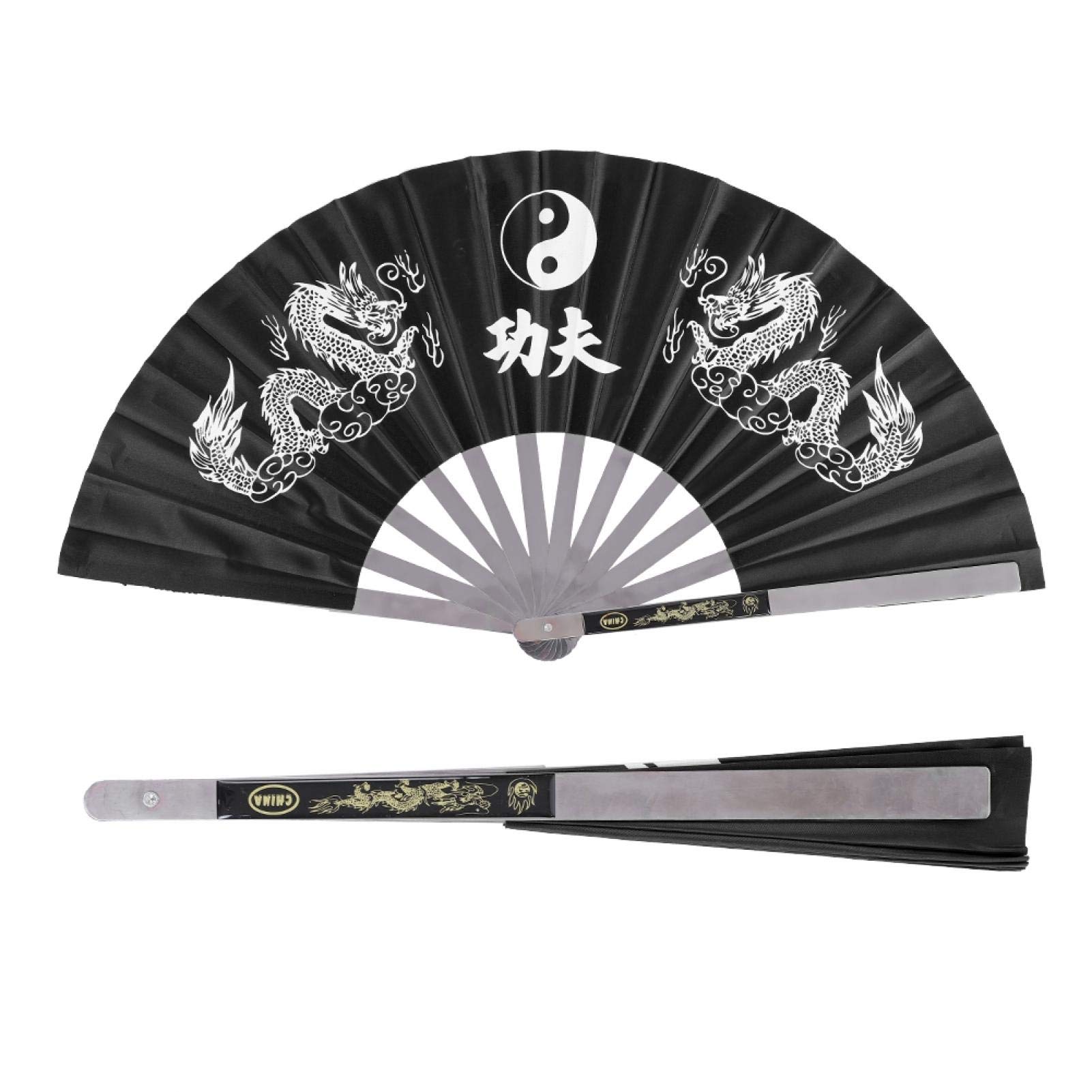 Abanico Tai Chi Soporte Acero Inoxidable Abanico Nailon Abanico Tai Chi Estilo Tradicional Chino Artes Marciales Rendimiento Abanico Tai Chi
