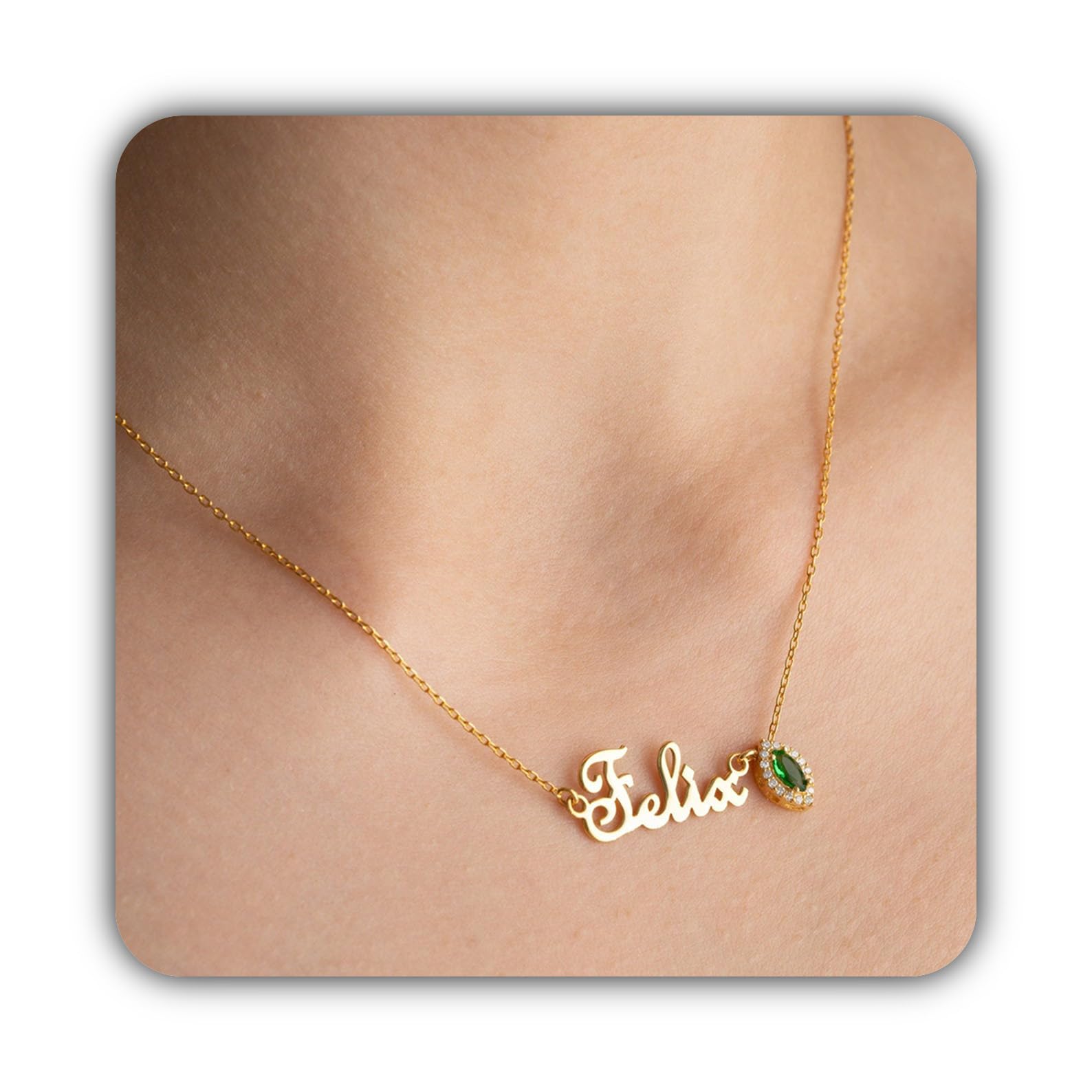 Nome e collana con pietra portafortuna personalizzato con nome Festa della Mamma Natale anniversario compleanno, Stile quotidiano