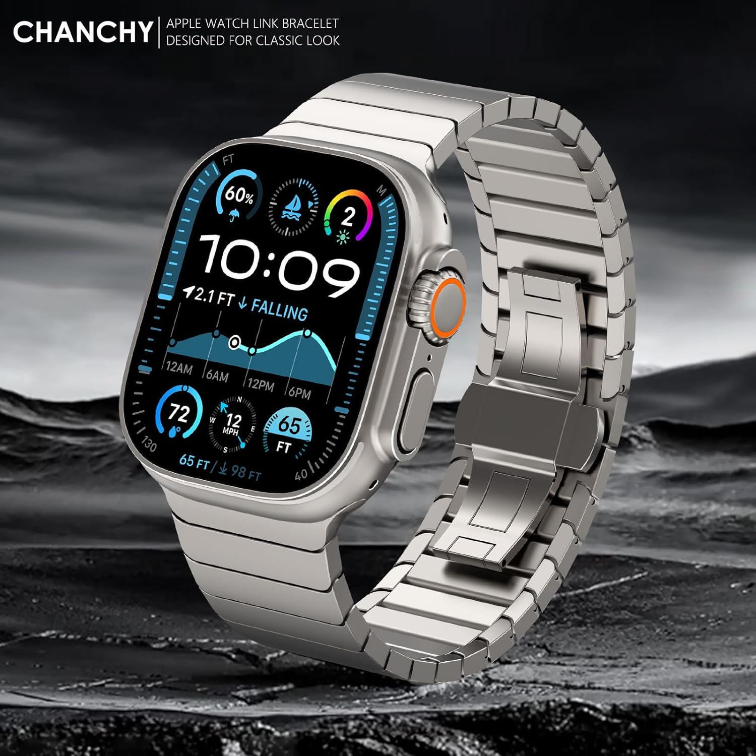 CHANCHY 24mm 幅広ステンレススチールバンド Apple Watch Ultra 2対応 バンド 49mm 46mm 45