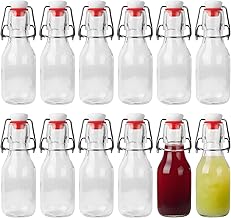 Set of 12 100 ml Glass Bottles with Airtight Caps, Glass Bottles, Reusable Bottles Empty Bottles for Beer, Oil, Juices, Soda