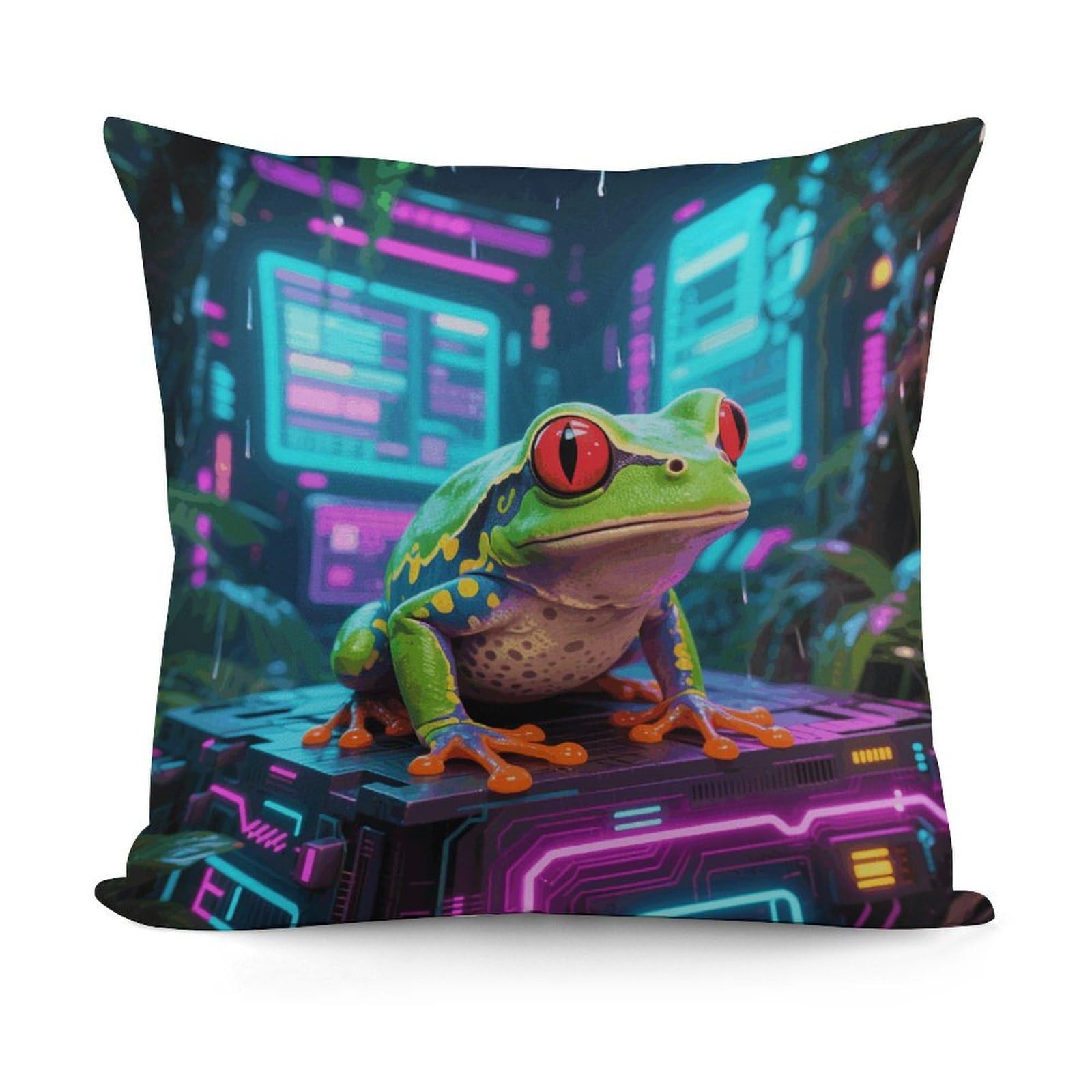 VstaDank Frog Throw Pillow Covers Fade-Resistant Removable Pillowcase Square Cushion Case Cozy Pillow Case Breathable Pillow Protector Soft Pillow Shams 18"x18"
