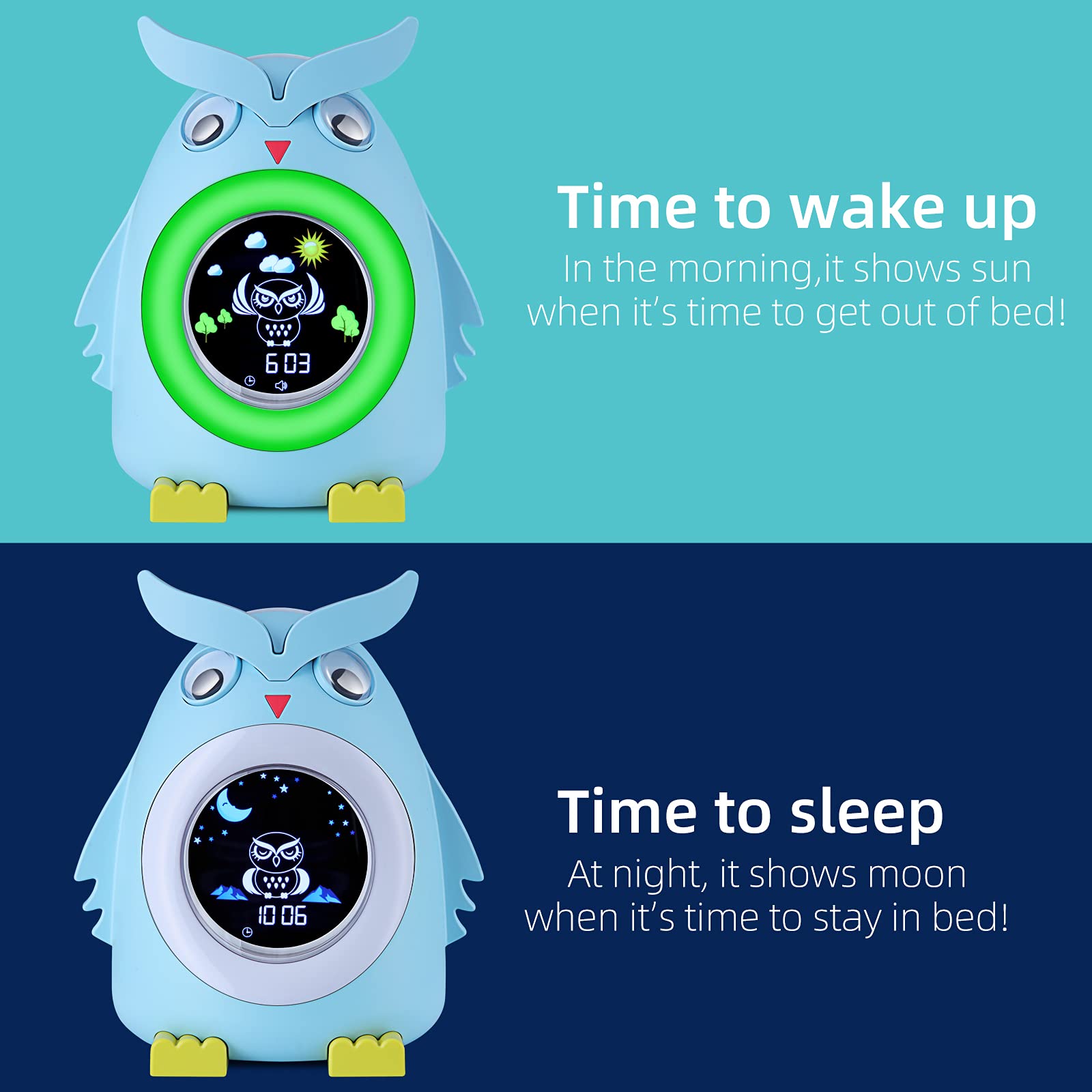 Kids Alarm Clock, YISUN OK to Wake Clock for Kids, Rechargeable