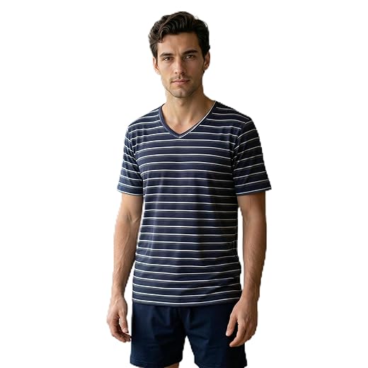 Pijama Masculino Liganete Manga Curta Verão Malha Fria