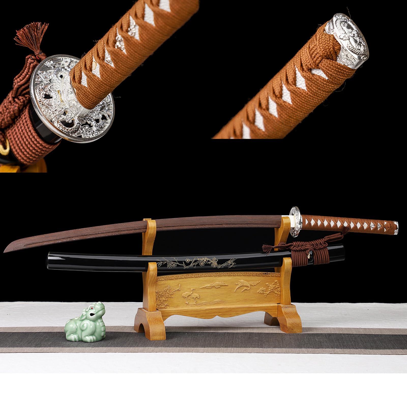 Bokken de Palisandro Natural de 103cm,Espada samurái de Madera Hecha a Mano con Vaina,Katana de Madera para exhibición,Cosplay,colección,Entrenamiento Kendo