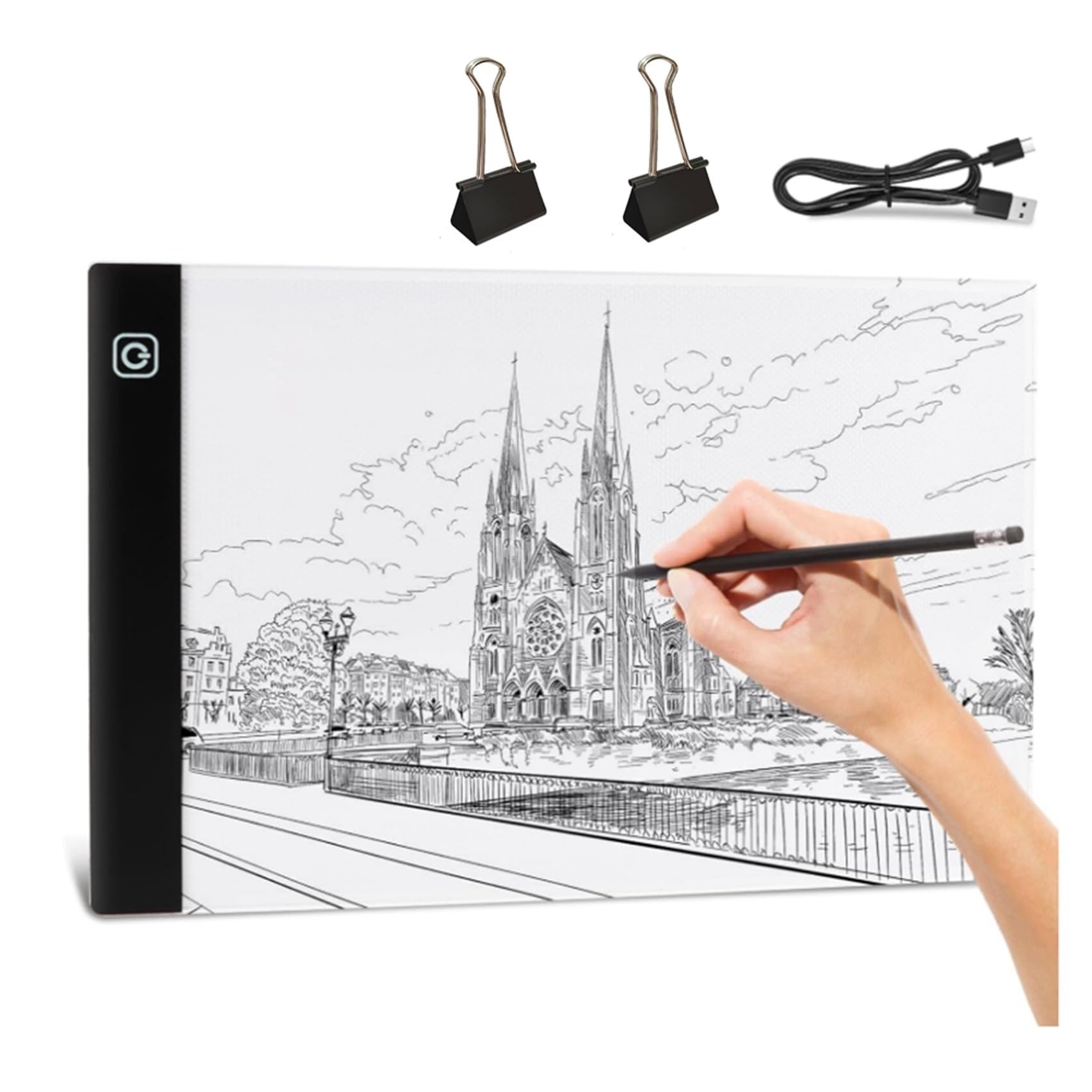 Akfldms 5 x tablica świetlna LED A4, 3-stopniowa ściemniana jasność, zasilanie USB, stolik świetlny do śledzenia, lekki rysunek szkicownik
