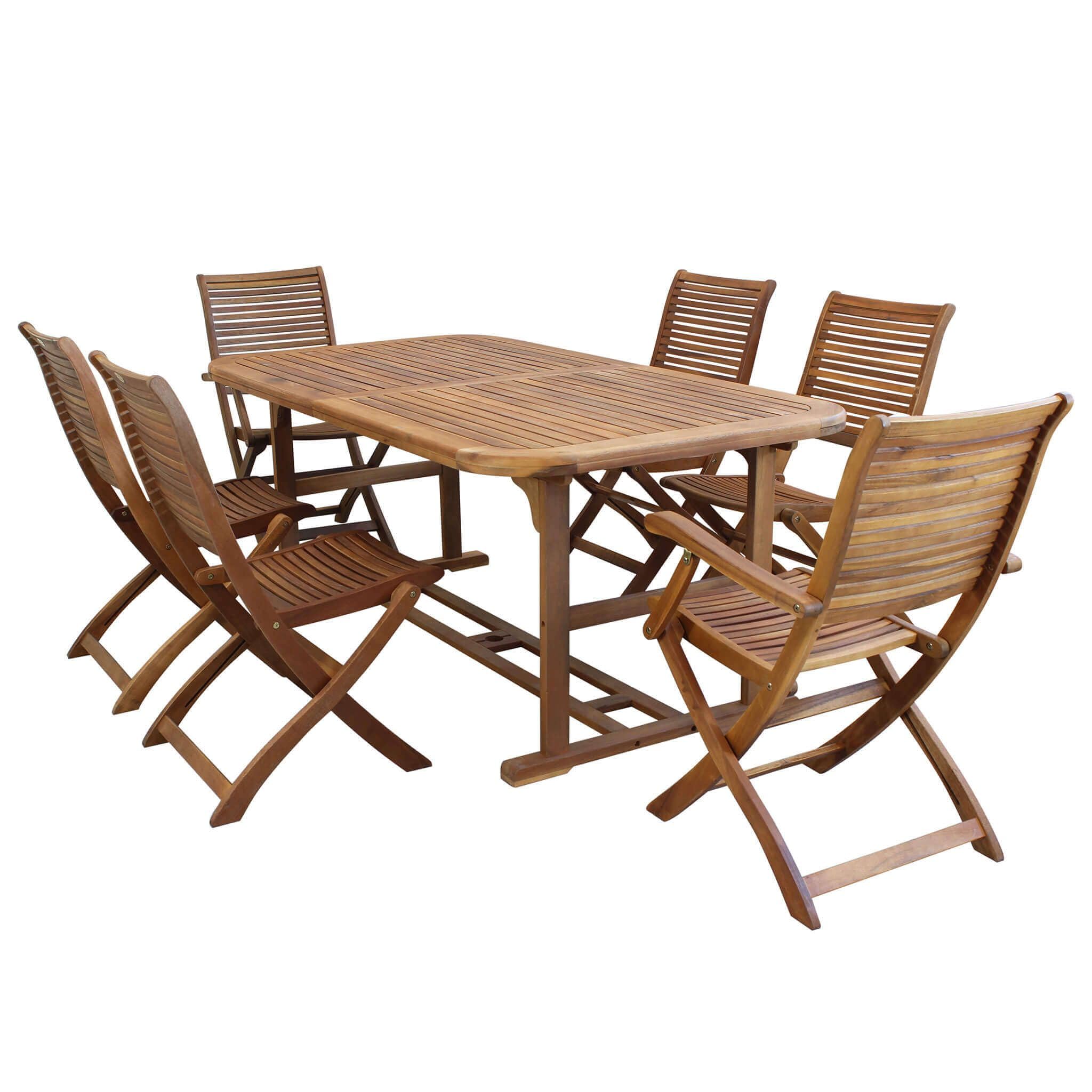 milani home TURRIS - set tavolo in alluminio e teak cm 180/240 x 100 x 74 h con 4 sedie e 2 poltrone Mulier