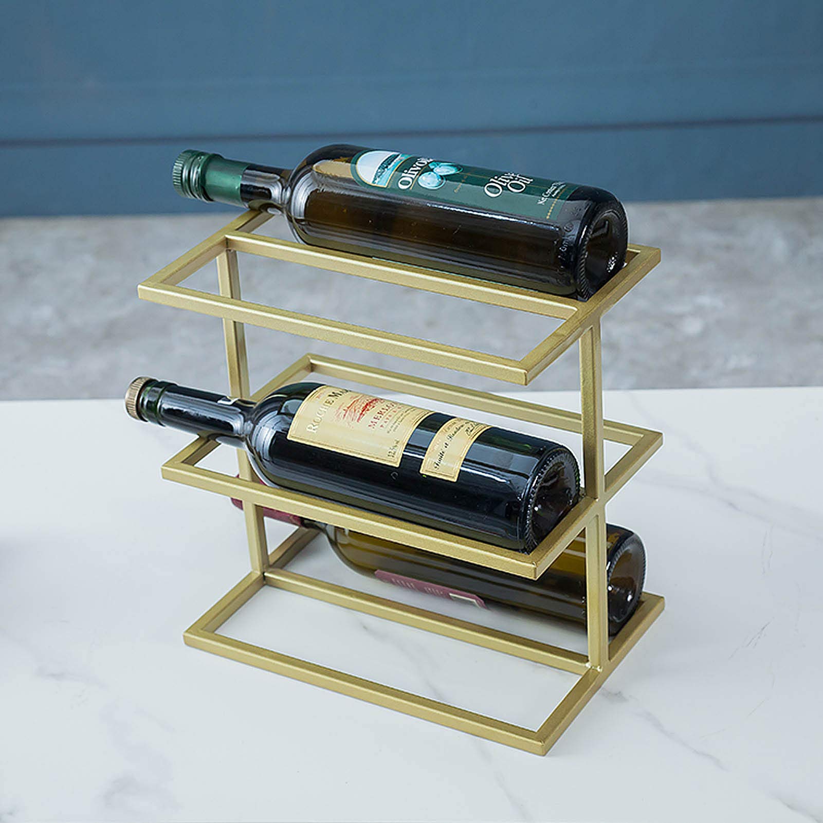 Support de bouteille de vin en métal doré, étagère haut de gamme raffinée