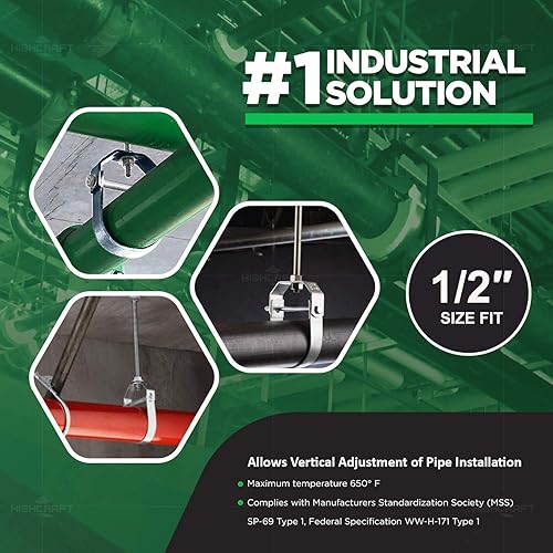 Miniatura 4 de HIGHCRAFT IDM-HF12-10 - Colgador de horquilla de acero electrogalvanizado ligero, 12 pulgada, 10 piezas, cromo, paquete de 10