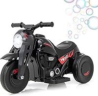 OLAKIDS 6V Kids Electric Motorcycle Ride-On with Auto Bubble Maker, LED Headlights, Music, 3 Anti-Skid Wheels - Ages 3+ Toddler Toy