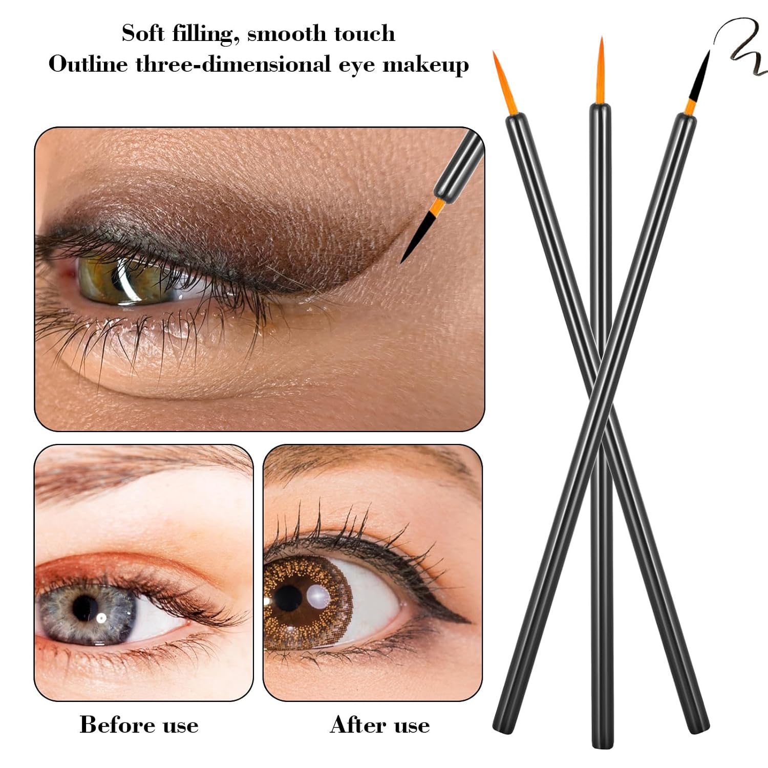 100 PCS Disposable Eyeliner Brush Set, Brushes for Applying Eyelash Serum, Eye Makeup, Lip Liners, And Detail Painting, Disposable Mascara Wands Lip Brushes Makeup Tools (Black, Yellow)