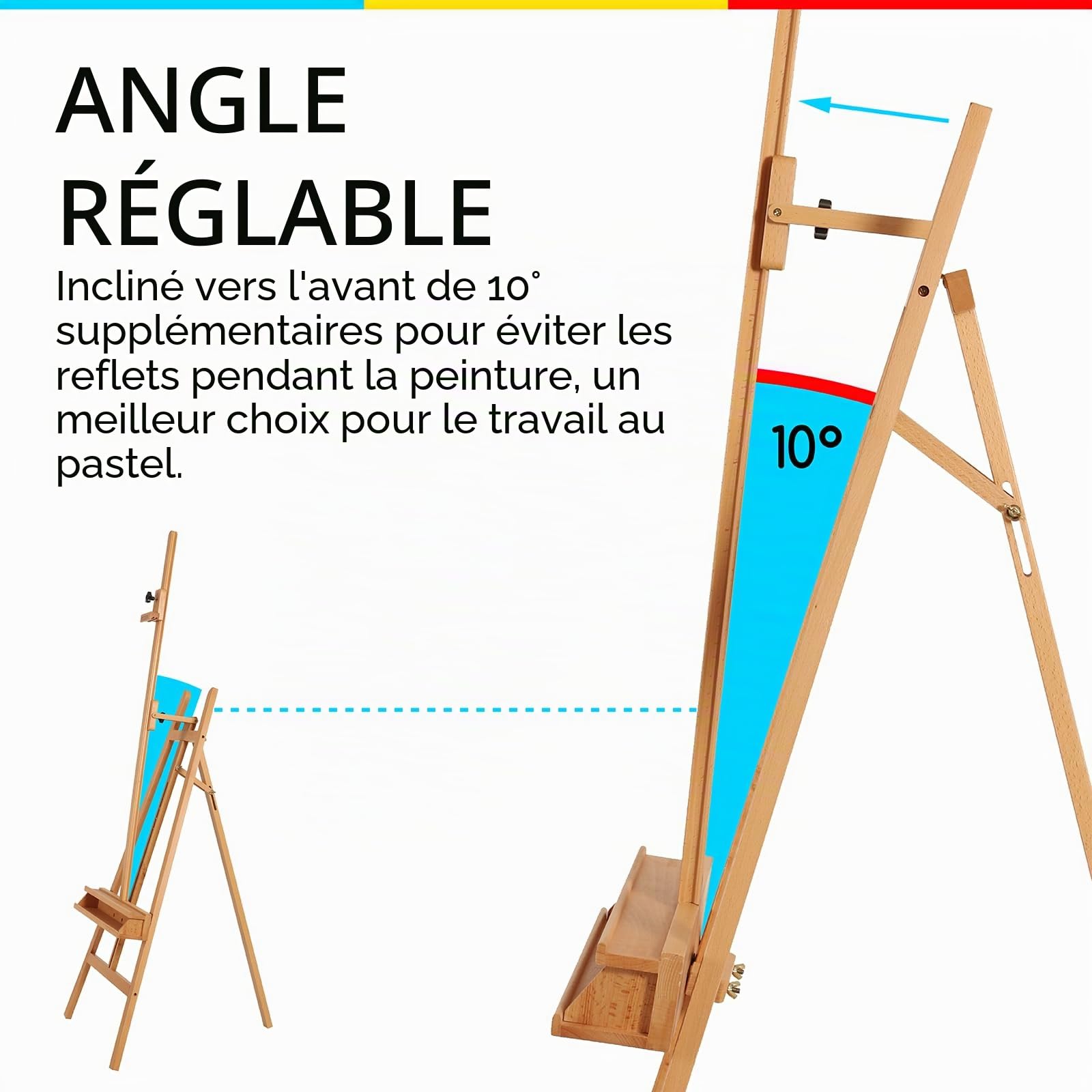 MEEDEN Chevalet Peinture Réglable En h’Être Robuste Chevalet Bois Accueilliant La Toile La Plus Grand De 48 Pout Adultes, Débutants, Artistes Professionnels Et Amateurs