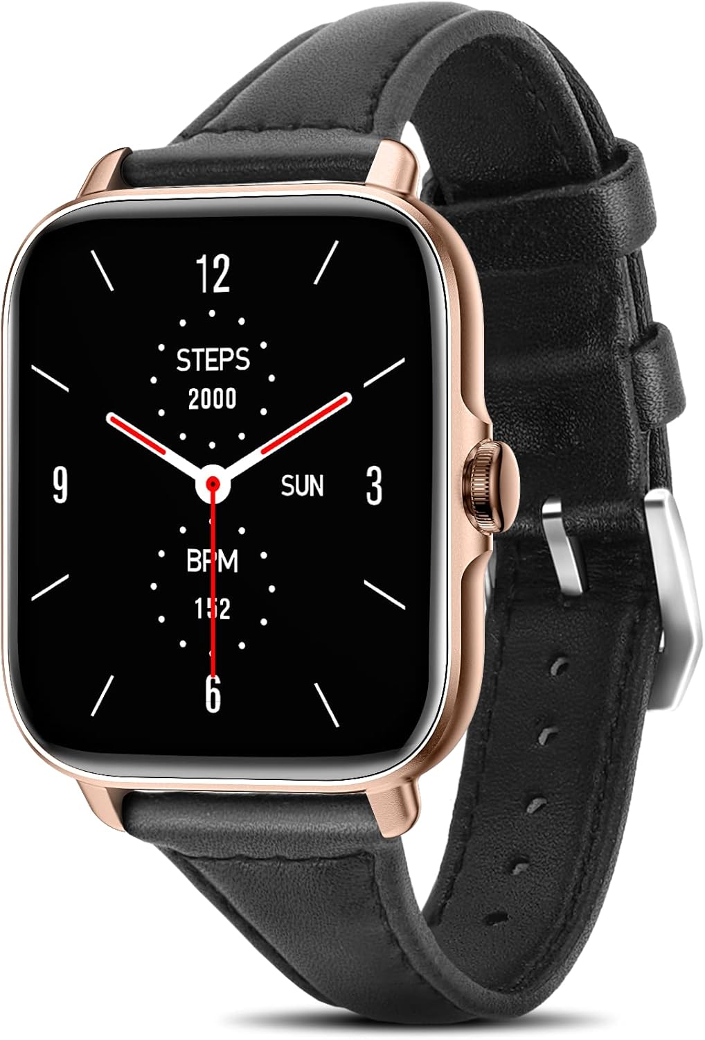 A-TGTGA Smart Watch with black strap and rose gold casing