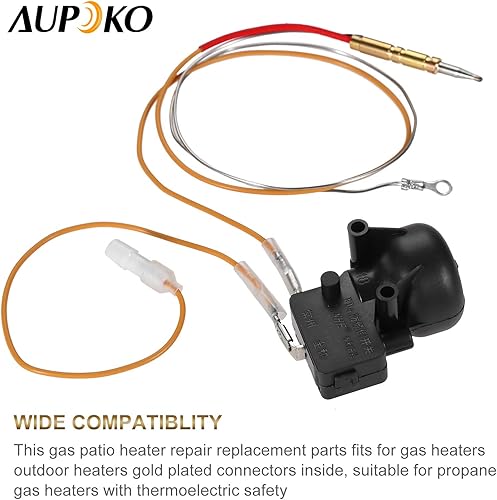 Miniatura 2 de Aupoko Piezas de repuesto para calentador de patio, termoacoplador de 20 pulgadas de largo e interruptor de descarga FDB para calentador de