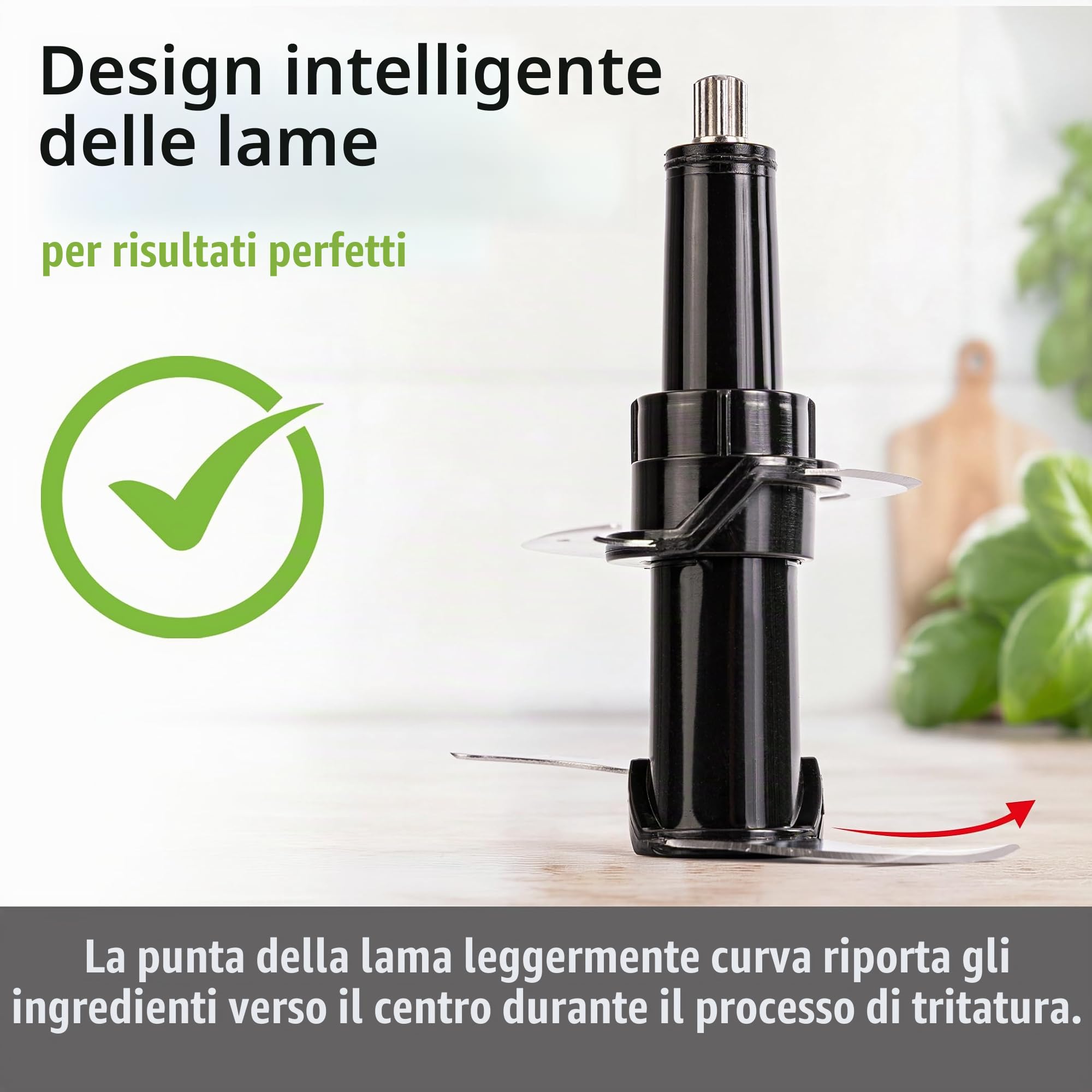 ROMMELSBACHER Multi tritatutto MZ 500 – motore potente, coltello speciale a 4 ante in acciaio inox, contenitore in vetro da 1,5 litri, nero/cromo spazzolato, 500 Watt