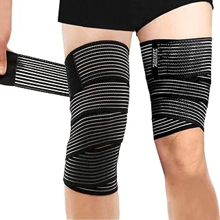 Elastic Knee Compression Bandage Wraps, Ankle Brace Wrist Leg Calf Wraps Support, Plantar Fasciitis, Stabilising Ligaments, Adjustable Breathable Knee Strap for Weightlifting Fitness Running Football