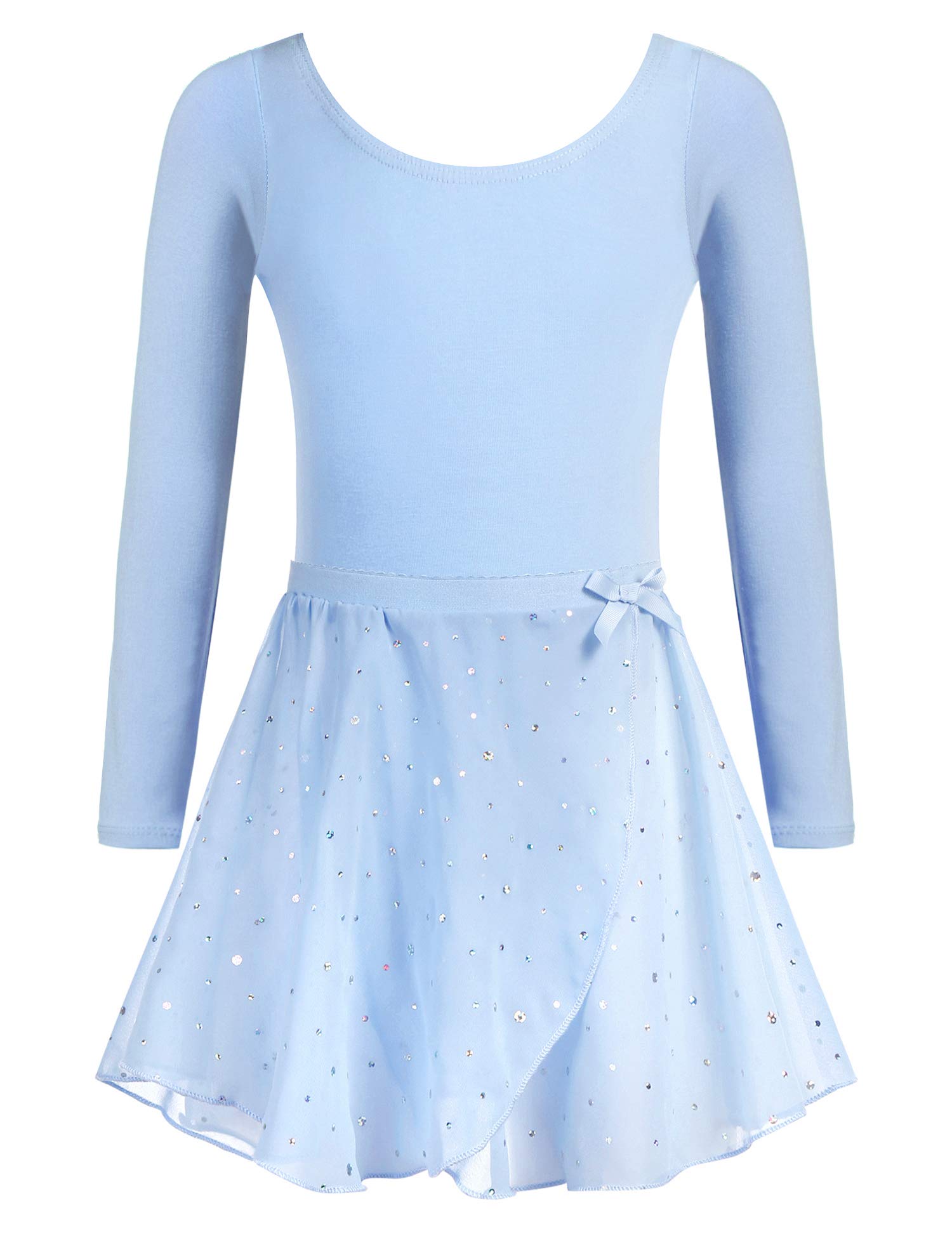 Arshiner Kinder Ballettkleidung 3-11 Jahre Mädchen Zweiteilig Ballettkleid Kurzarm Langarm Ballettanzug Glitzer Tanzkleid Baumwolle Ballett Trikot Mit Chiffon Rock Tütü