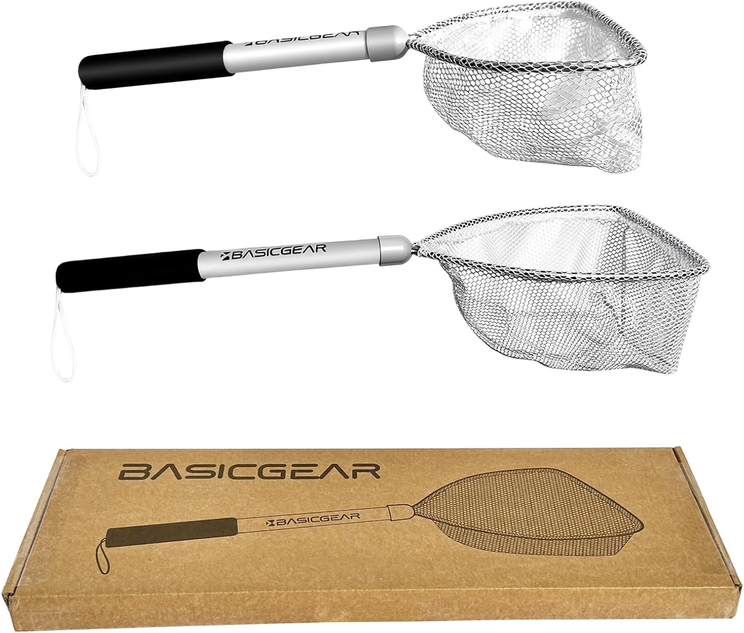 BasicGear Compact Baitwell Net for Live Bait – Soft Nylon Mesh, Aluminum Frame, EVA Non-Slip Grip & Anti-Drop Rope