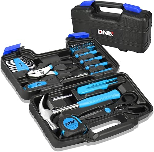 DNA MOTORING - Kit doméstico y transportable de herramientas de mano, caja de 39 unidades para reparación general, destornillador, pinzas, martillo,