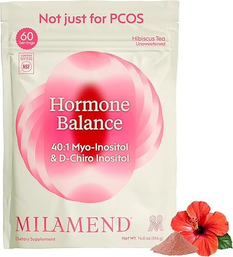 Milamend Equilibrio Hormonal para Mujeres 40:1 Myo-Inositol D-Chiro Inositol Suplemento + CoQ10, ALA y Aminoácidos – Fertilidad, Apoyo Ovarico y