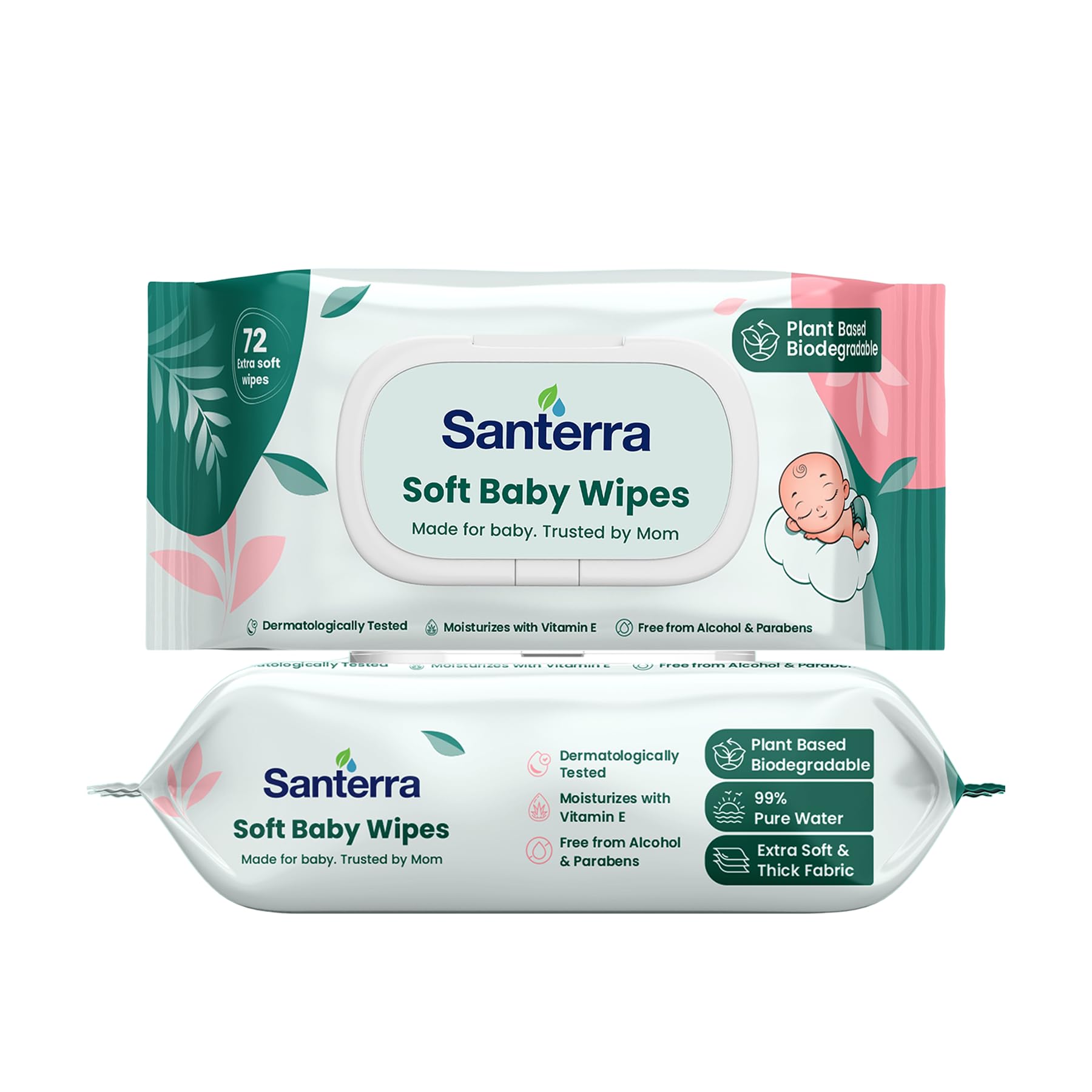 Soft Baby Wipes are free from alcohol and parabens for gentle daily baby care. These soft wipes help cleanse delicate skin while keeping it fresh and moisturized. (Pack of 2)-image-14
