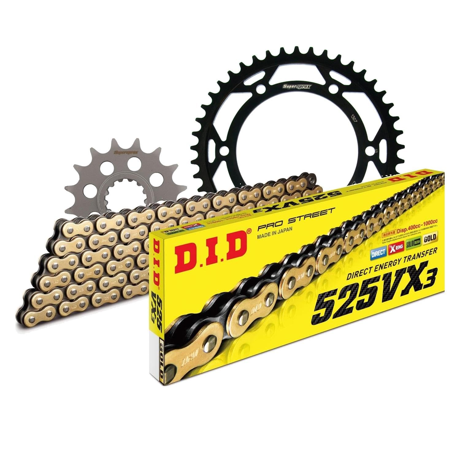 Kettensatz DID Stahl 525VX3 / 108 Endlos für Honda CBR FS 600 ccm Bj. 2001-2010