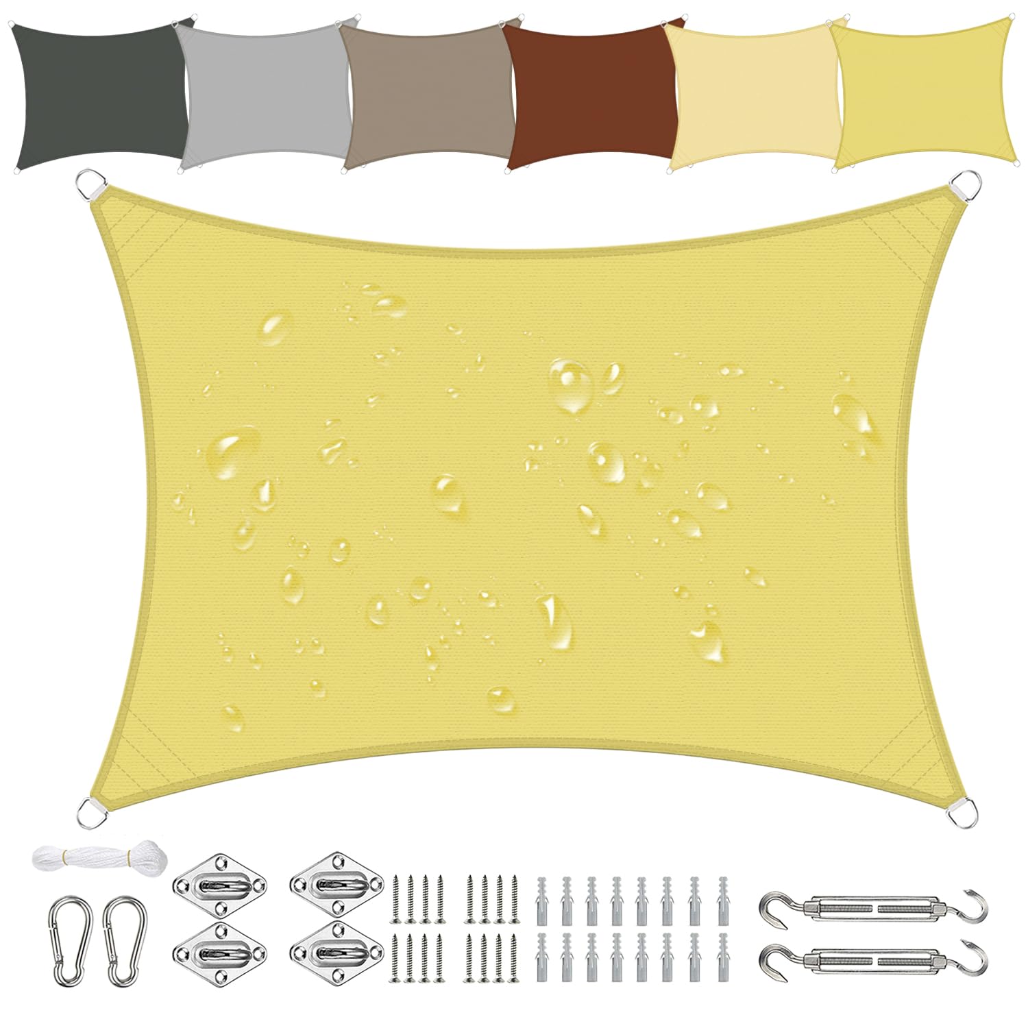 Sichtschutz Sun Shade Sail Canopy 2.5x2.8M, Sun Shade Shelter, 90% Sunscreen Effect, Fabric Durable, for Outdoor, Garden, Patio, Party - sandy yellow — image 1
