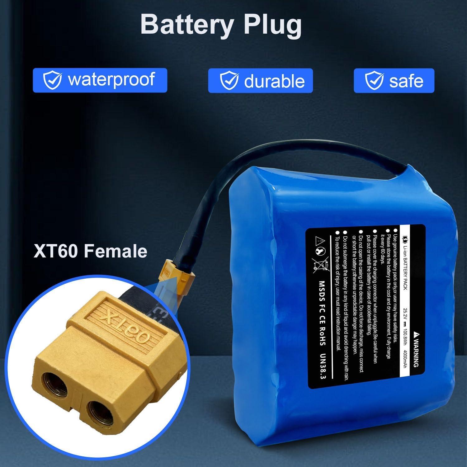 Replacement of the Battery for Hoverboard 25.2 V 25.2V (FIT 29.4V) 4AH Rechargeable Battery for Hoverboard compatible for Jetson-Raves for Hover-1 Superstar/Chrome Hoverboard Baterry-100.8Wh-Size: 3.81 * 2.75 * 2.36in 4 71L1b7+nziL. AC SL1500