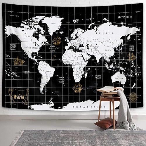 Tapiz de mapa del mundo para colgar en la pared, diseño geográfico del mundo, Asia Europa, ciudad del sur, topografía, América, África, Japón,