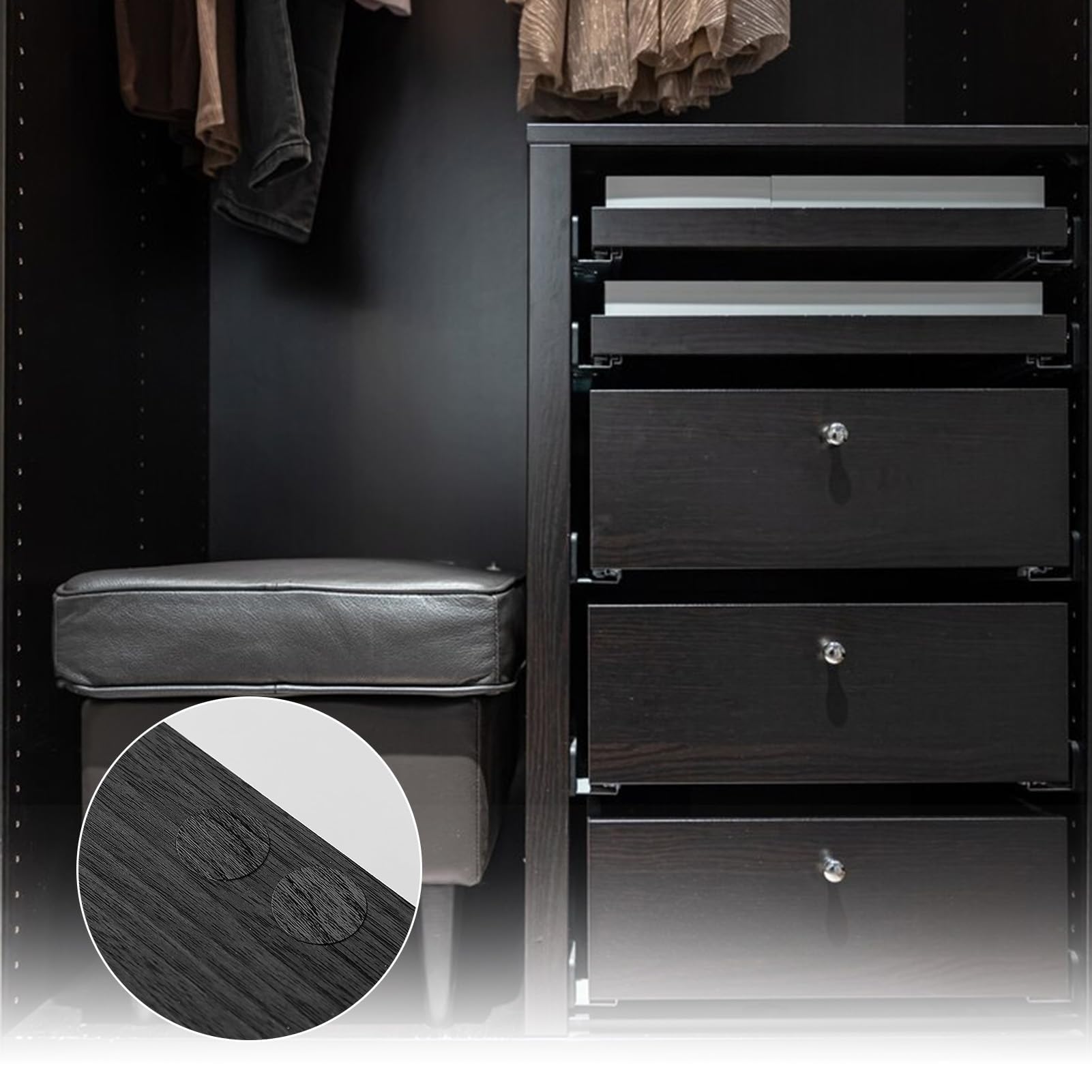 540pcs Screw Hole Stickers, Waterproof 21mm Wood Texture Screw Hole Covers Caps to Beautify Grey Oak Wooden Furniture, White Light to Dark Grey Black, 10Colors - Image 4