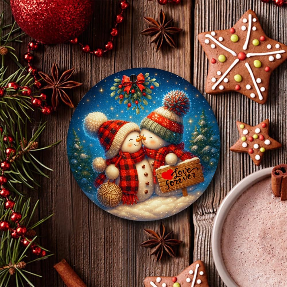 2025 Christmas Ornament – Snowman Couple Art Ornament, Romantic Holiday Tree Decoration, Winter Keepsake Gift for Couples - Image 3