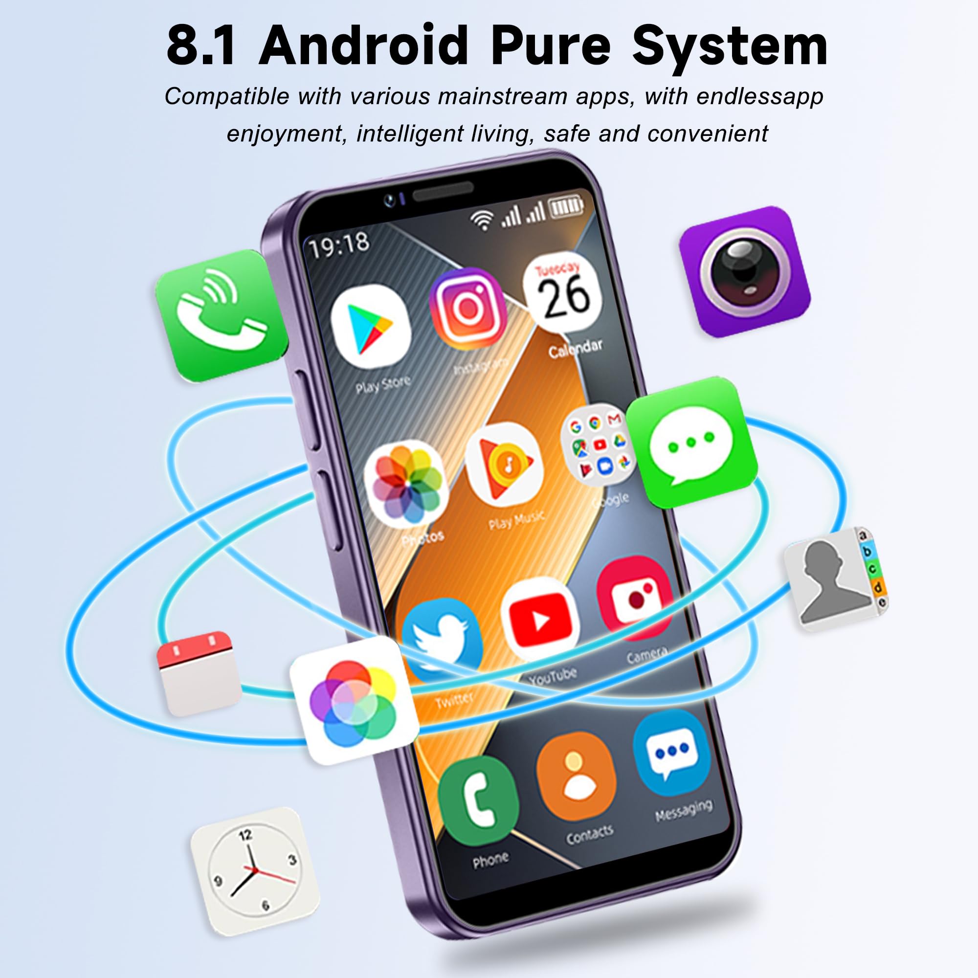 3G Mini Smartphone, Mini Telefono, Smartphone Smartphone Mini, 3.0" HD Screen Mini Phone, 3+64GB Smartphone Piccolo con Divertente Educativa APP Giochi Apprendimento Dipingere Cartoni Animati(Argento)