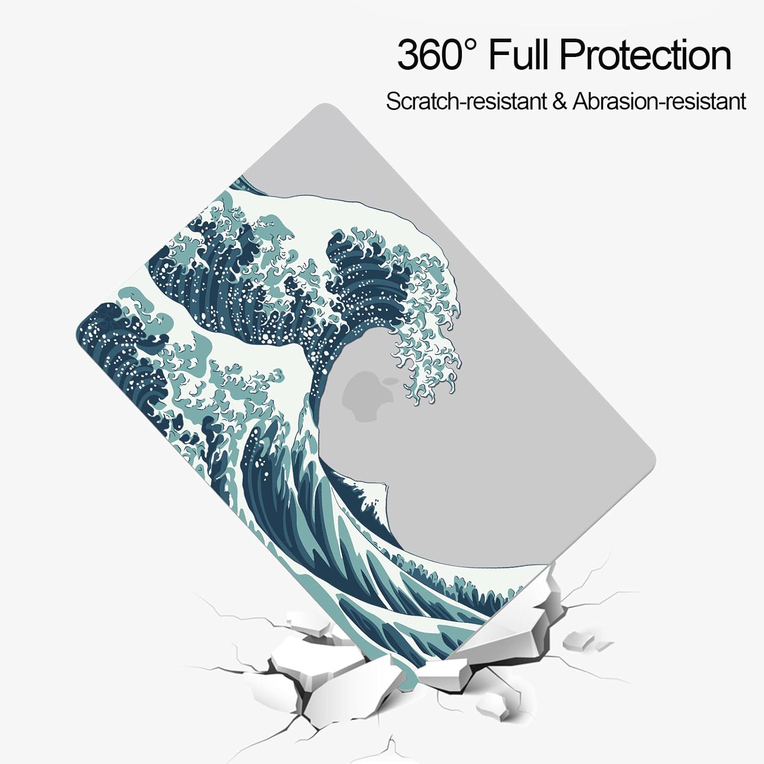 Suitable for MacBook Air 13.6 inch Case 2022 Release Model: A2681 M2 Chip, Printed Pattern Plastic Matte Hard Shell & Laptop Sleeve & Keyboard Cover for Mac Air 13.6, Waves 4