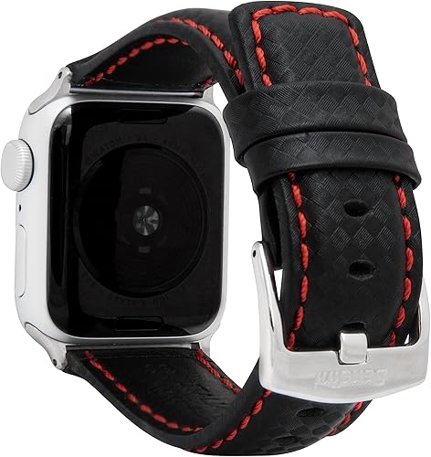 Miniatura 1 de Bandini Correa de cuero de fibra de carbono para hombre para Apple Watch de 1.732 in 1.772 in 1.654 in 1.614 in 1.575 in 1.496 in Ultra 1.929 in