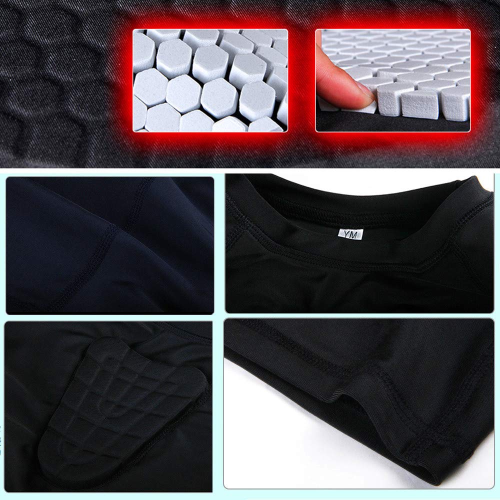Niños Deportes Camiseta Protectora Acolchada y Pantalones Cortos Hombro Costilla Cuello Protector de Cadera Traje para fútbol Rugby Baloncesto Esquí Snowboard Patinaje Contacto Deportes