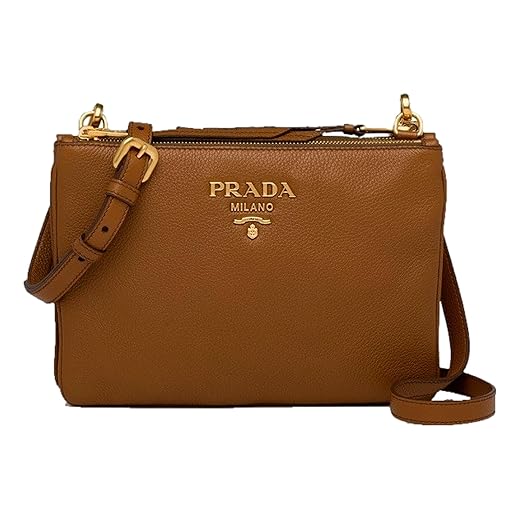 Prada Women's Brown Vitello Phenix Leather Crossbody Handbag Bag 1BH046, Medium