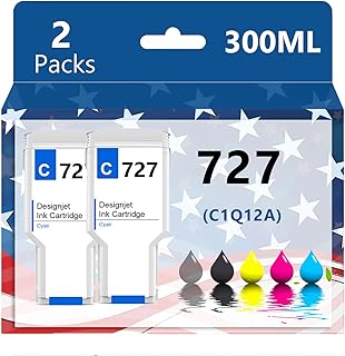 Cartucho de tinta 727 300ML para HP DesignJet T920 T930 T1500 T1530 T2500 T2530 C1Q12A F9J79A F9J76A F9J77A F9J78A F9J80A Compatível com cartuchos de tinta originais